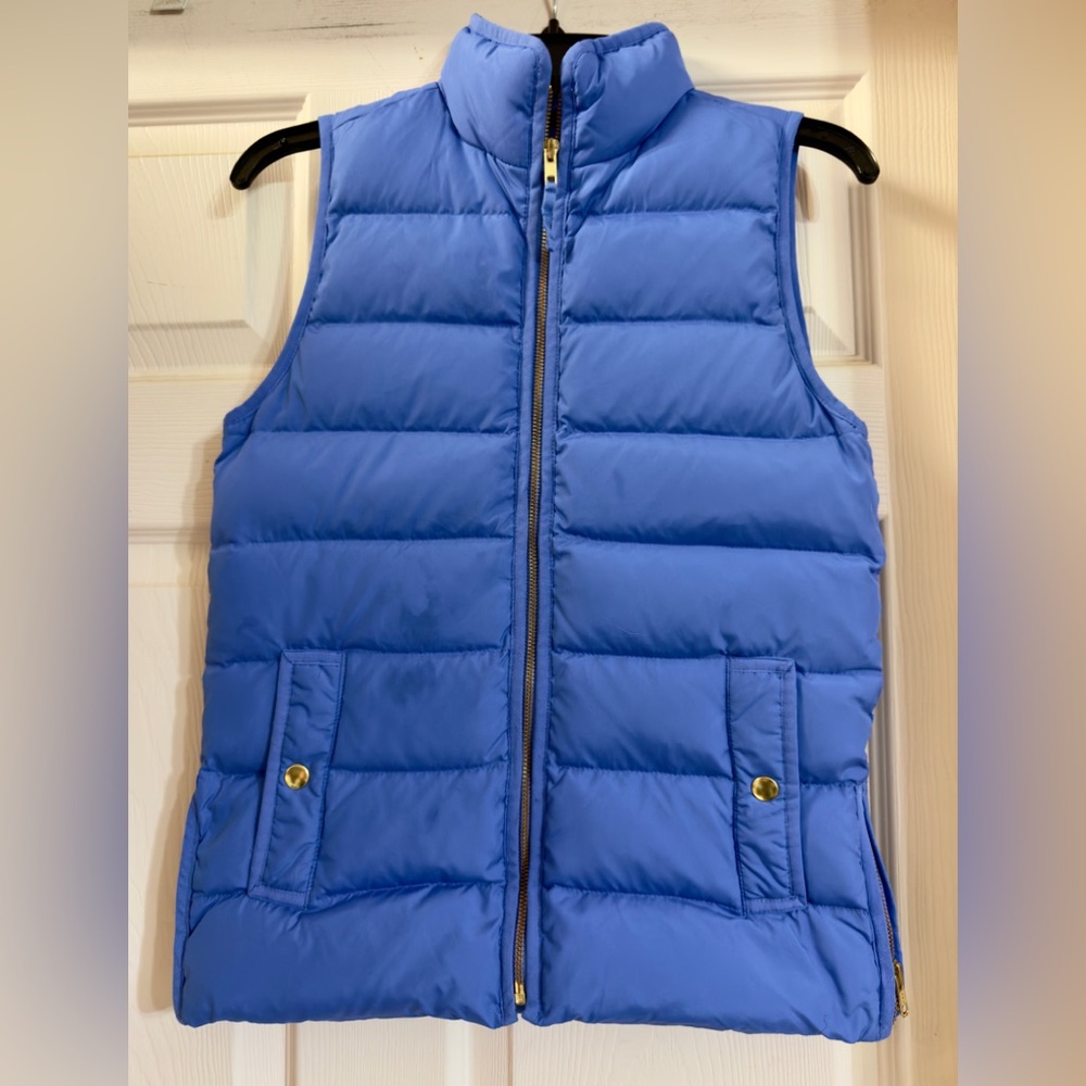 J.CREW $120 Mountain‎ Puffer 60% Down Filled Periwinkle Vest Size XXS
